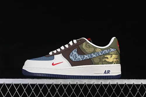 All categories Nk Air Force 1 Air Force series Nk Air Force 1 Low Air Force low-top Nike Air Force 1'07 Low Year of the Horse limited edition Green and brown woven cloud gold pattern Air Force 1 low-top casual sneakers NH0601-536